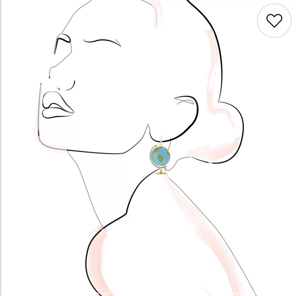 ⭐️NEW Black Diamond Gold Tone Metal Blue World Globe Drop Earrings - Picture 4 of 11